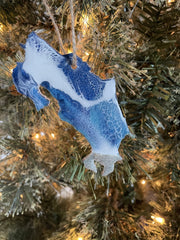 Unique one of a kind ornament image with beach sand and waves