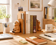 Bookends with L-shaped base keeping books upright on shelves or desks