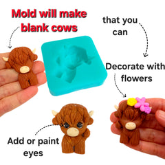 NC090 Cold porcelain and polymer clay mold Highland cow