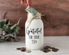 Handmade and USA sealed tip jar for cafes salons and restaurants