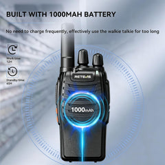 Retevis H777 battery label 1000mAh close-up