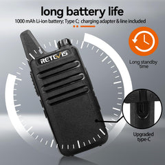 RT22 USB-C charging port for long runtime