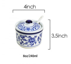 Retro ceramic sugar bowl with lid closeup