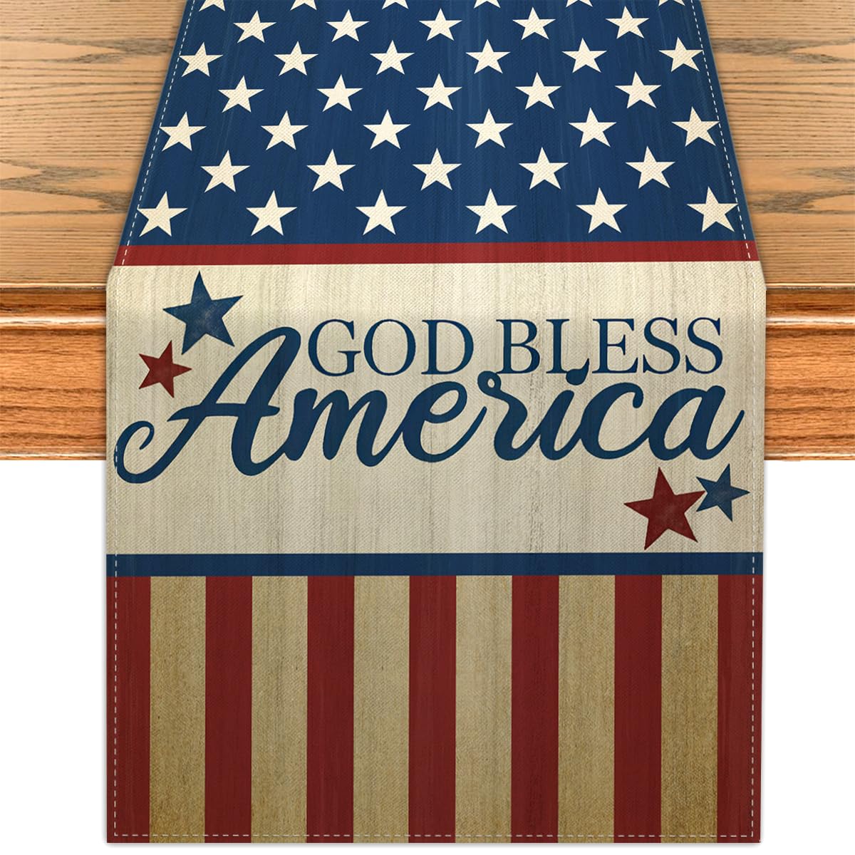 Retro Memorial Day Table Runner 13x72 inches