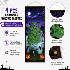 Retro porch sign banners with holiday character patterns