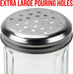 retro style glass spice shaker with stainless steel lid