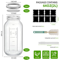 two glass canning jars wide mouth with metal lids