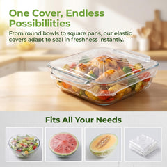 Stretchable lid fits bowls plates and bread proofing baskets