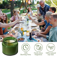 Reusable green glass jar citronella candle Veiuwa outdoor