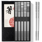 Reusable Metal Chopsticks 304 stainless steel set of 5 pairs