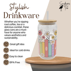 Includes reusable plastic straw with glass tumbler