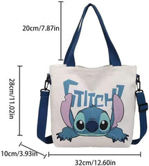 Reusable shoulder bag with cartoon stitch print