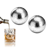 Set of 2 reusable stainless steel ice cubes for whiskey