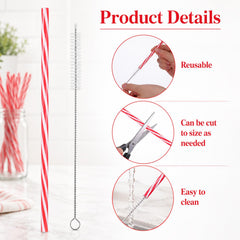Reusable straws with nylon cleaning brush included