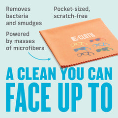 Streak-free microfiber glasses cleaning cloth in use