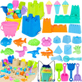 REZUCREY beach toys 34 piece set with four castle buckets