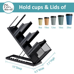 Cup and lid holder with mesh basket by Rice rat