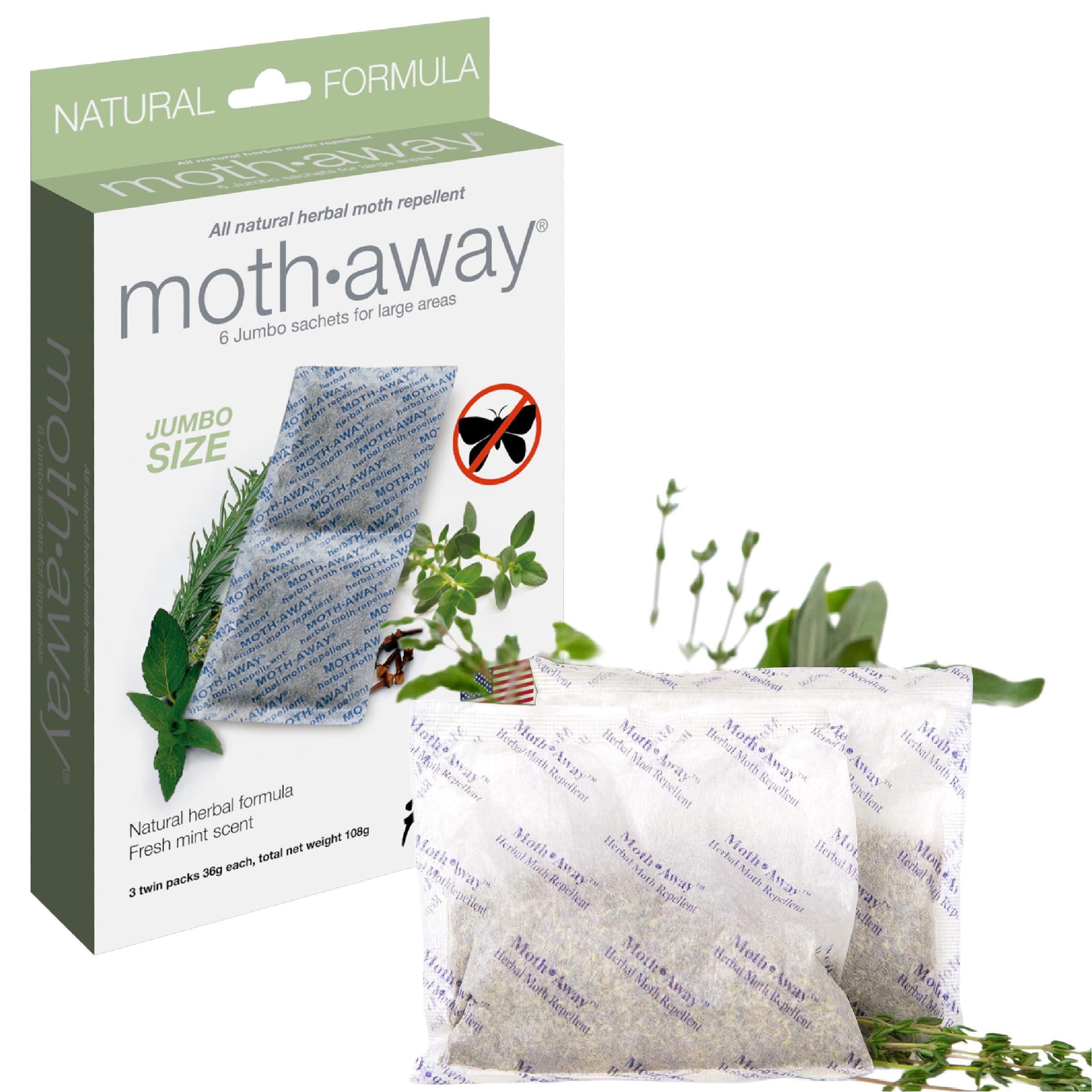 Richards Homewares Moth Away Herbal Non Toxic Natural Repellent sachets packaging