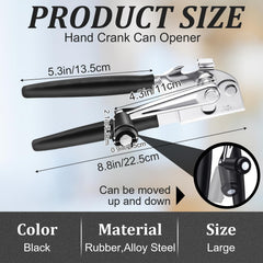 Opener designed for large cans with long padded crank