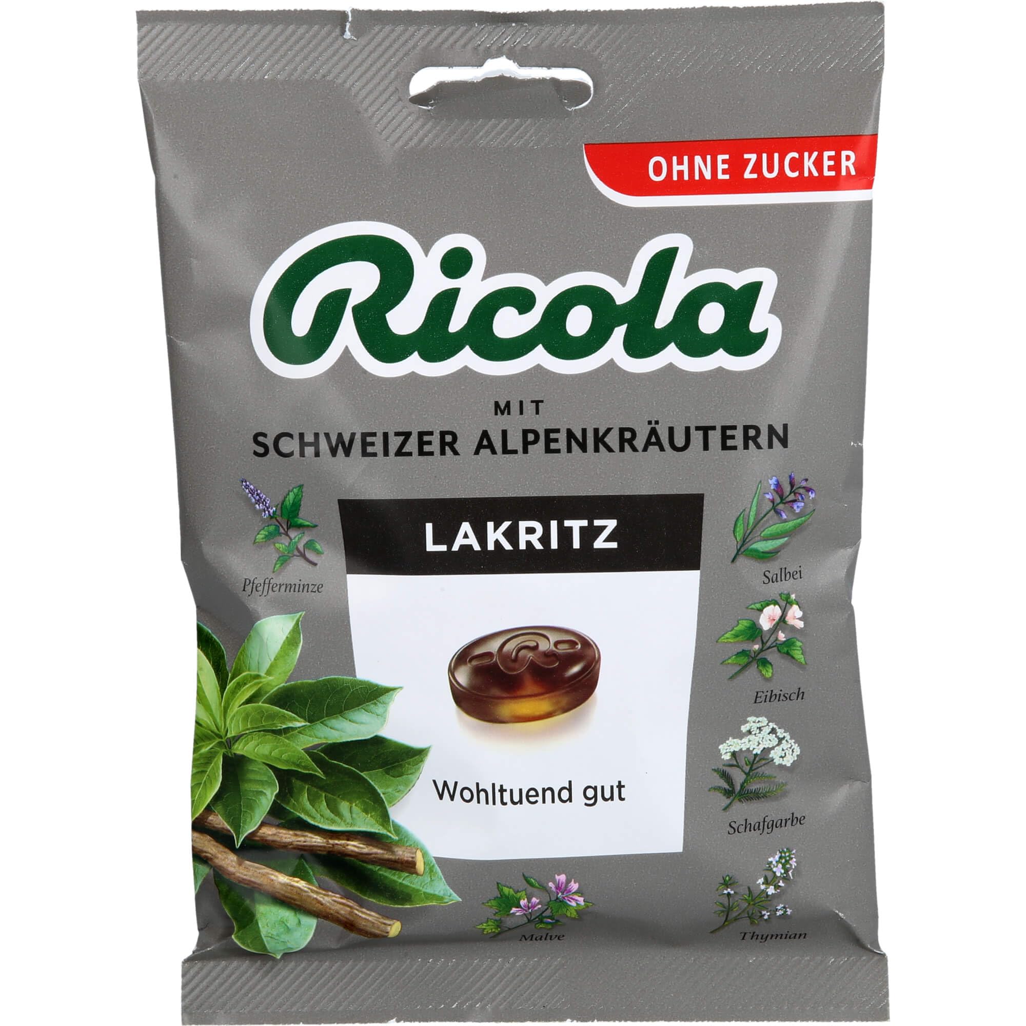 Ricola Licorice Sugarfree Throat Cough Drops 75g pack