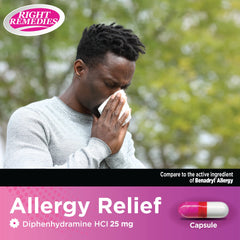 1000 count bottle of Right Remedies allergy relief capsules