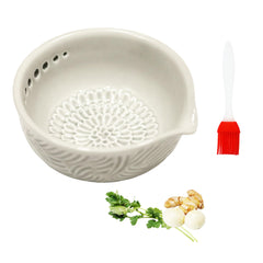 rijatragar handmade ceramic garlic grater plate front view