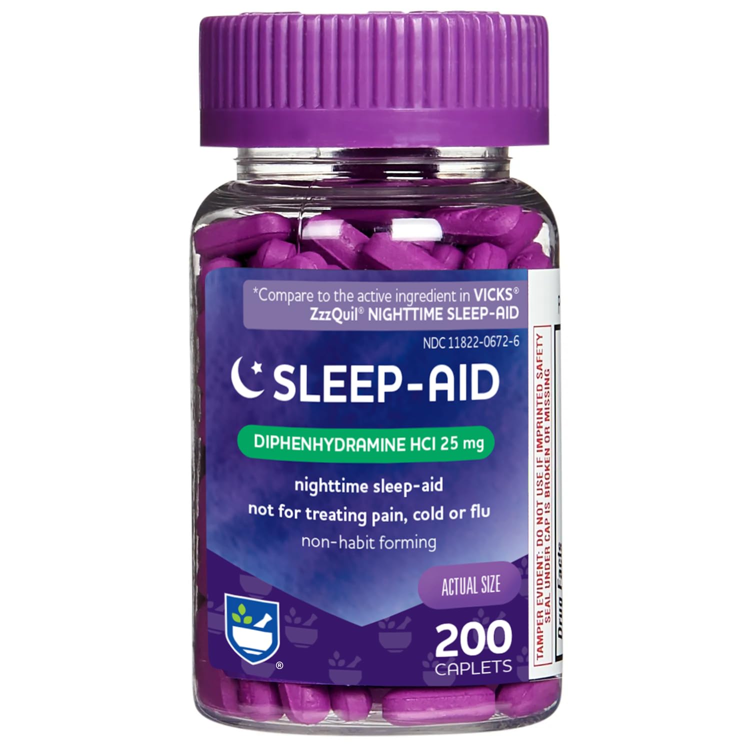 Rite Aid Natural Sleep Aid Caplets 200 Count bottle