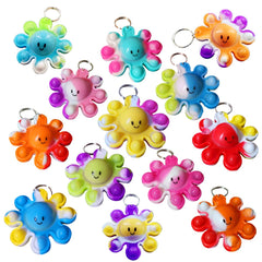 Roaqua octopus mini pop keychain 30-pack in assorted colors