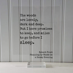 Robert Frost Floating Quote clear acrylic display with sawtooth hanger