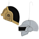 Robots hand-painted wood ornaments set 2-pack on birch wood