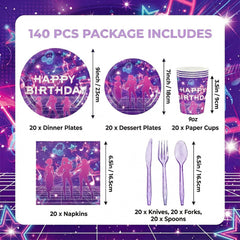 purple disposable cutlery 60 pieces