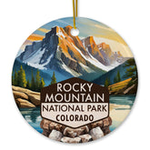 Rocky Mountain National Park Vista Scene Christmas Ornament front printed design glossy ceramic