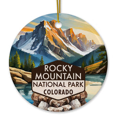 Rocky Mountain National Park Vista Scene Christmas Ornament front printed design glossy ceramic