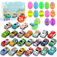 Roicaholy 24 count prefilled Easter eggs with pull-back cars