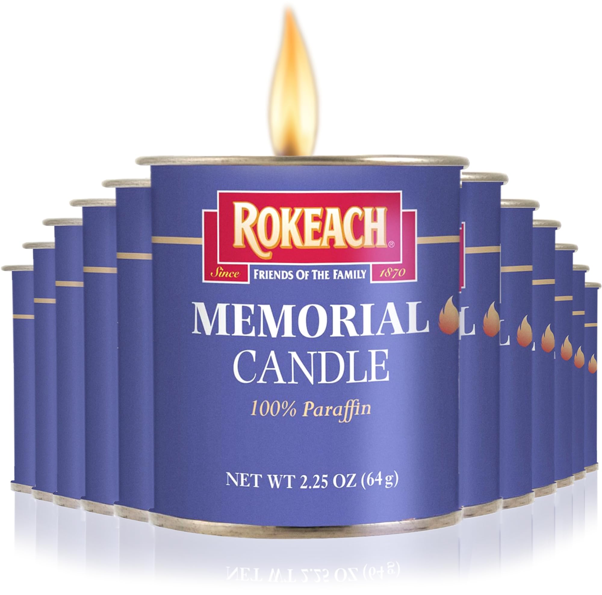 Rokeach 24 Hour Tin Candles 12 Pack in tin tumbler