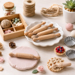 LUOZZY mini wooden rolling pins for dollhouse scenes