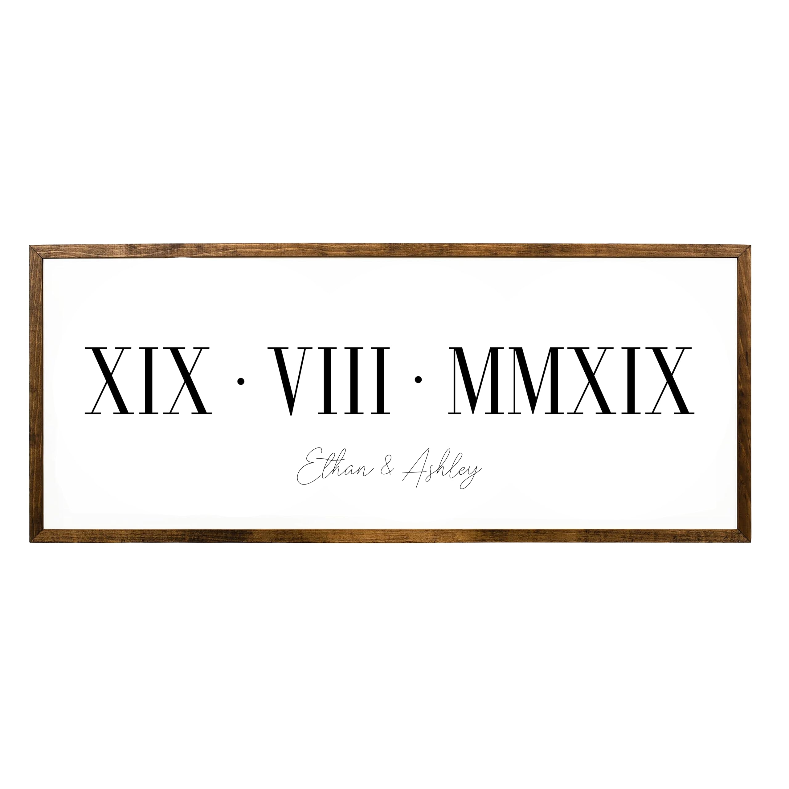 Roman Numeral Wedding Sign with couple names display