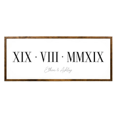 Roman Numeral Wedding Sign with couple names display