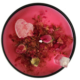 romantic ritual love candle with real red roses