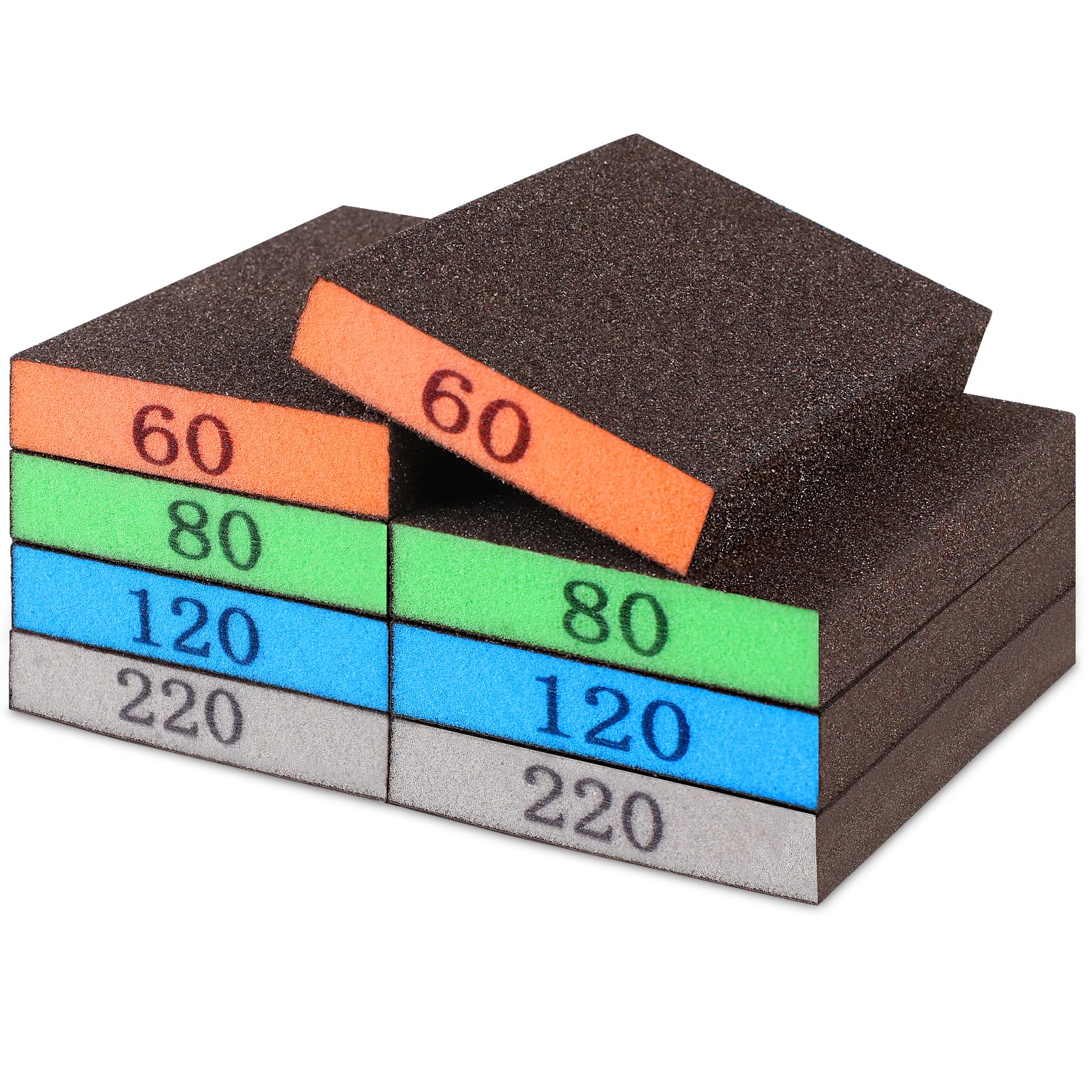 Romeda 8-pack sanding block set with 60 grit orange blocks