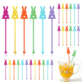 Romooa Easter drink stirrers assorted six colors fuchsia orange yellow green teal purple