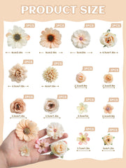 45 piece nude silk flower heads set for DIY projects