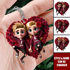 Rose Heart Couple keychain ornament 8 cm