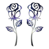 Rose Metal Wall Art Accent Midnight Violet metal rose artwork close up