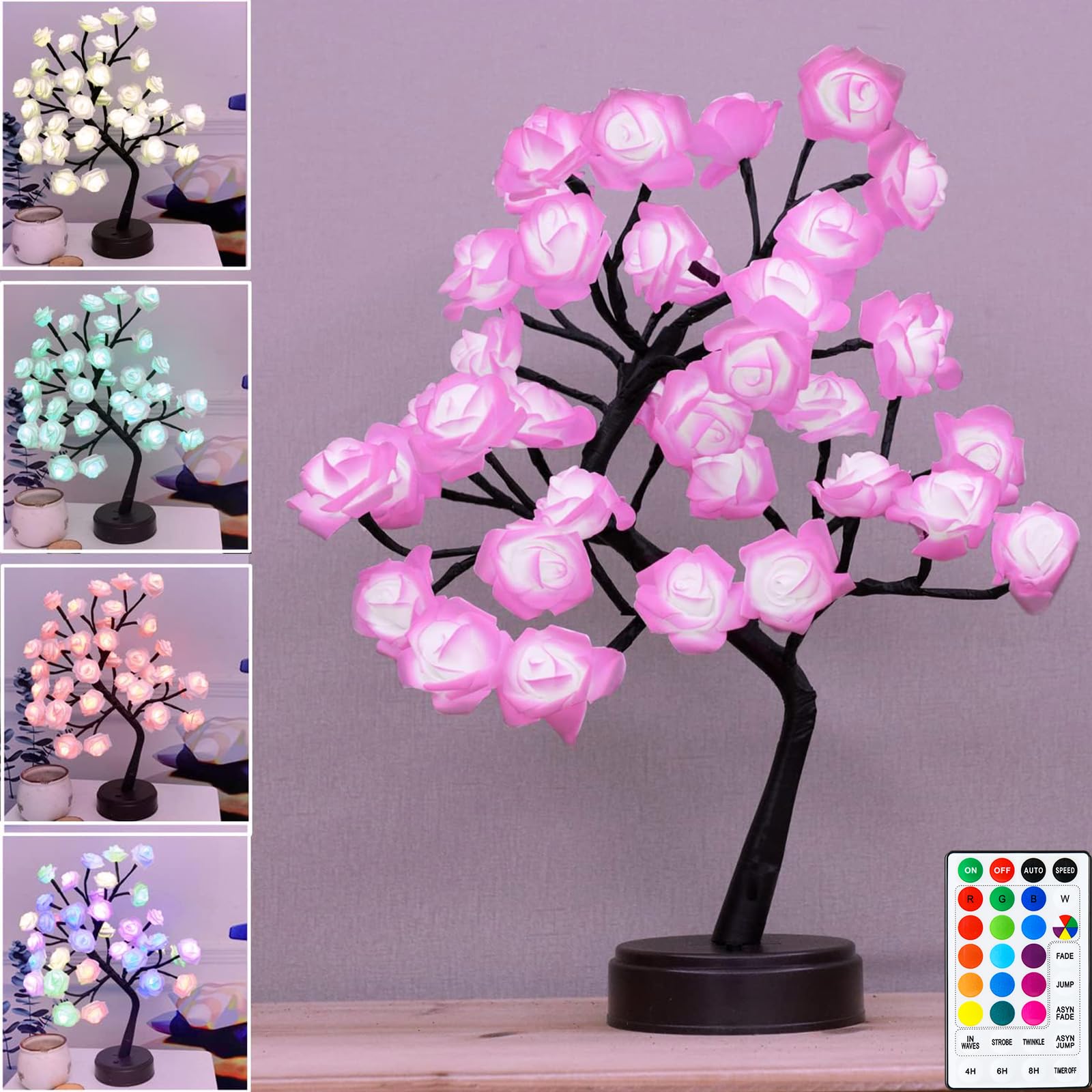 18 Colors Rose Tree Lamp with remote control