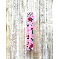 Wood mezuzah case showing 6 inch height