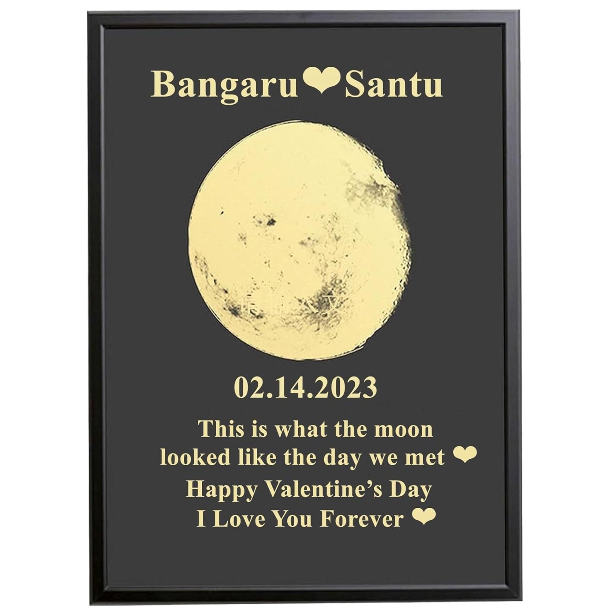 ROSLILY moon phase canvas frame black A4 size