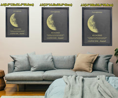 ROSLILY Moon Phase Frame A5 natural wood frame close up