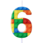 Rossesay building block number candle 6 on cake
