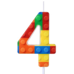 Rossesay building block number candle 4 on cake topper